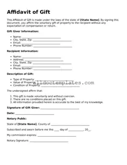 Valid Affidavit of Gift Template