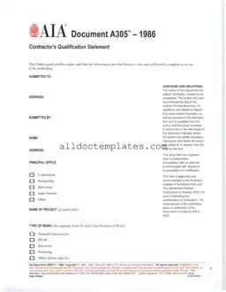 Fill in a Valid AIA A305 Form