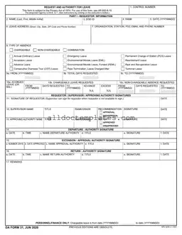 Fill in a Valid Da 31 Form