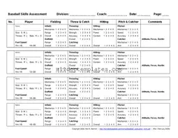 Fill in a Valid Baseball Assessment Form