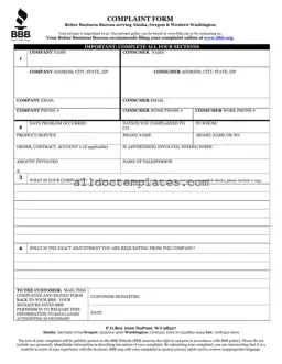 Fill in a Valid Bbb Complaint Form