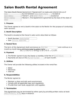 Valid Salon Booth Rental Agreement Template