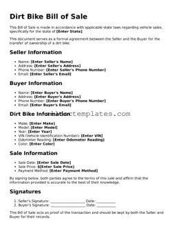 Valid Dirt Bike Bill of Sale Template