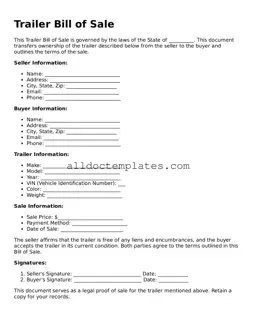 Valid Trailer Bill of Sale Template
