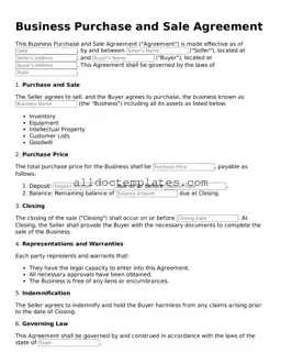 Valid Business Purchase and Sale Agreement Template