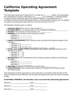 Free Operating Agreement Document for California State