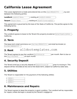 Free Lease Agreement Document for California State