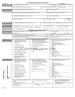 Fill in a Valid CDC U.S. Standard Certificate of Live Birth Form