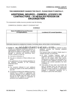 Fill in a Valid Cg 20 10 07 04 Liability Endorsement Form