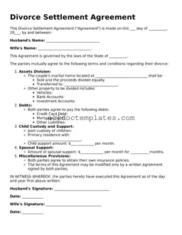 Valid Divorce Settlement Agreement Template