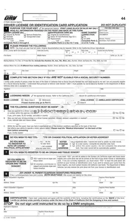 Fill in a Valid Ca Dmv Dl 44 Form