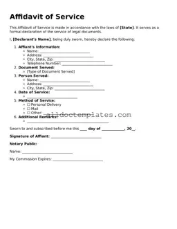Valid Affidavit of Service Template