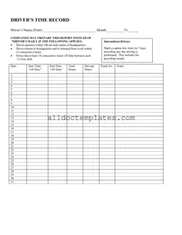 Fill in a Valid Driver Time Record Form