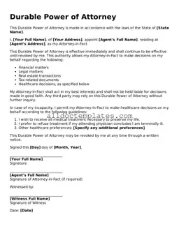 Valid Durable Power of Attorney Template