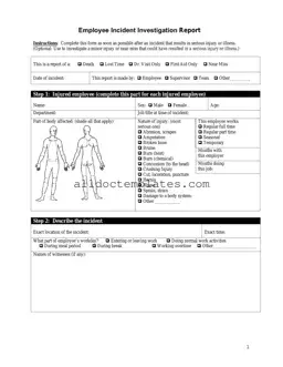 Fill in a Valid Employee Accident Report Form
