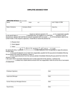 Fill in a Valid Employee Advance Form