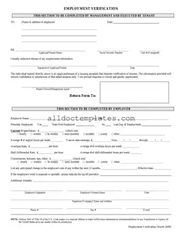 Fill in a Valid Employment verification form Form