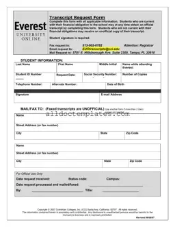 Fill in a Valid Everest University Transcript Form
