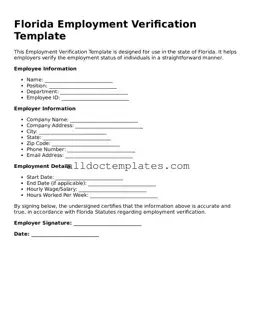 Free Employment Verification Document for Florida State