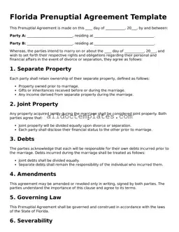 Free Prenuptial Agreement Document for Florida State