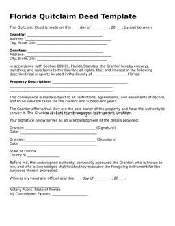 Free Quitclaim Deed Document for Florida State