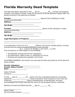 Free Deed Document for Florida State