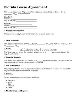 Free Lease Agreement Document for Florida State