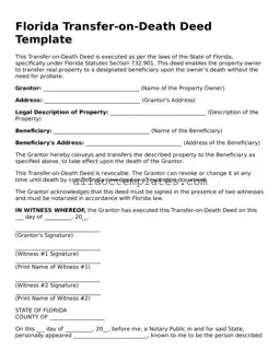Free Transfer-on-Death Deed Document for Florida State