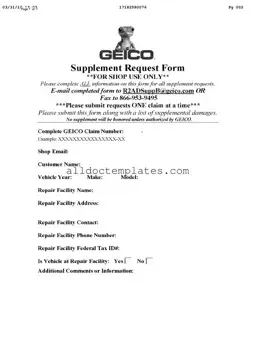 Fill in a Valid Geico Supplement Request Form