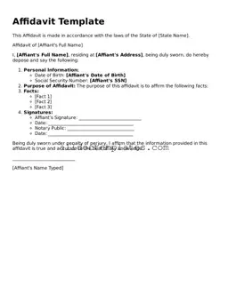 Valid Affidavit Template