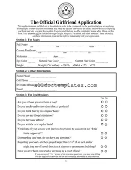 Fill in a Valid Girlfriend Application Form