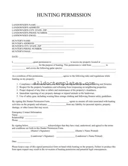 Fill in a Valid Hunter Permission Form