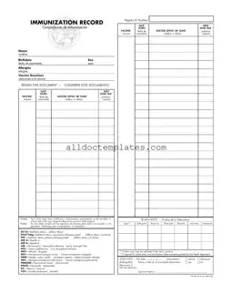 Fill in a Valid Immunization Record Form