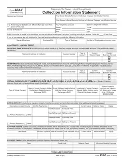 Fill in a Valid IRS 433-F Form