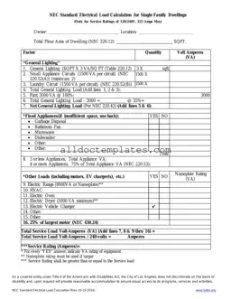 Fill in a Valid LADBS NEC Standard Electrical Load Calculation Form