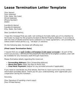 Valid Lease Termination Letter Template
