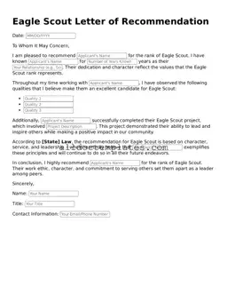 Valid Eagle Scout Letter of Recommendation Template