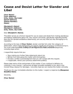 Valid Cease and Desist Slander and Libel Letter Template