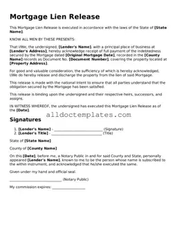 Valid Mortgage Lien Release Template