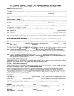 Fill in a Valid Live Performance Contract Form