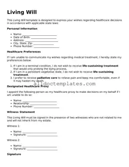 Valid Living Will Template