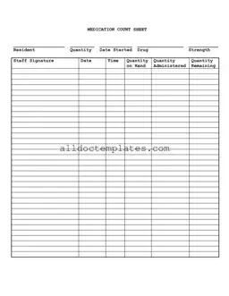Fill in a Valid Medication Count Sheet Form