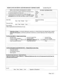 Fill in a Valid Medication Error Form