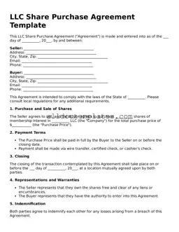 Valid LLC Share Purchase Agreement Template