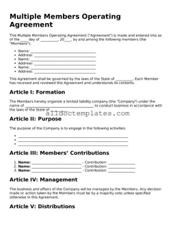 Valid Multiple Members Operating Agreement Template