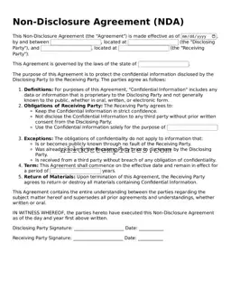 Valid Non-disclosure Agreement Template