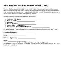 Free Do Not Resuscitate Order Document for New York State