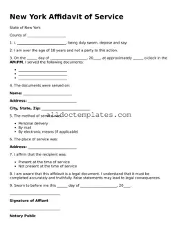 Free Affidavit of Service Document for New York State