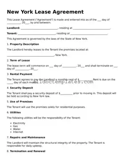 Free Lease Agreement Document for New York State
