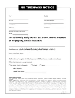 Fill in a Valid No Trespassing Letter Form
